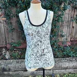 NWT Banana Republic Tank Top White Black Snakeskin Stretch Luxe Touch Women's XS